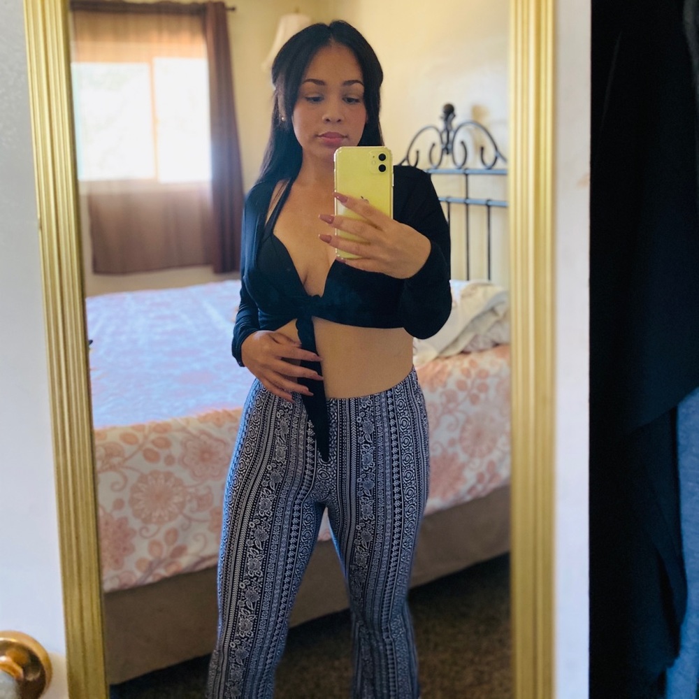 Paisley print pants flare leg